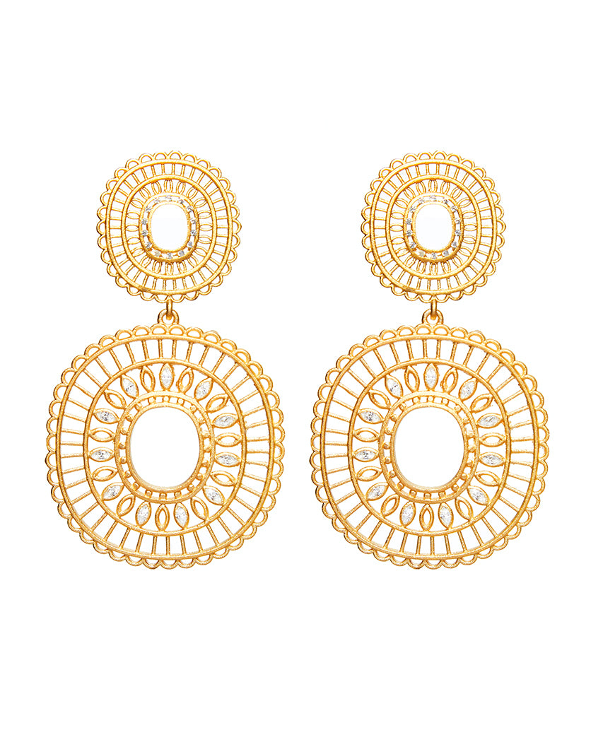 Mandala Large White earring