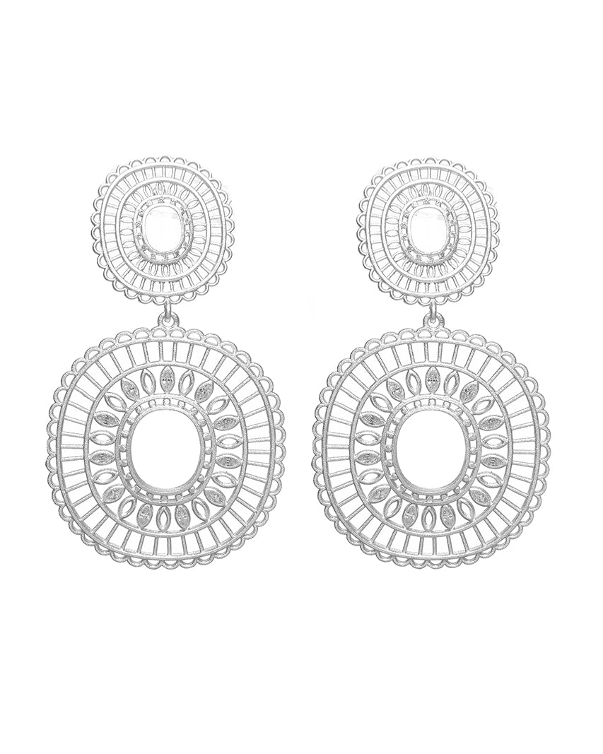 Mandala Large White earring