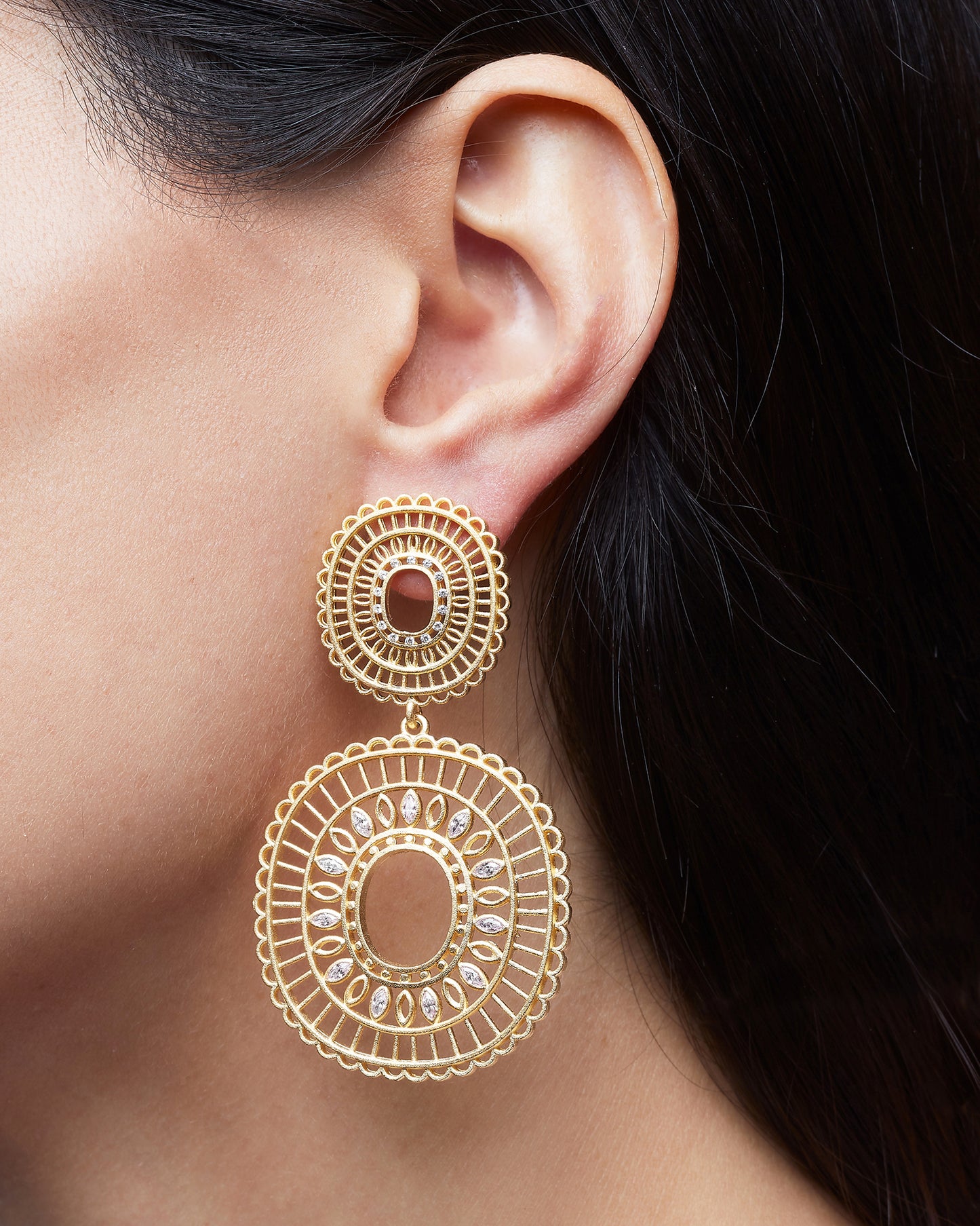 Mandala Large White earring