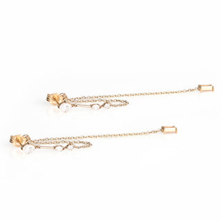 Aretes de cadena larga con diamante de laboratorio (.81 ct)