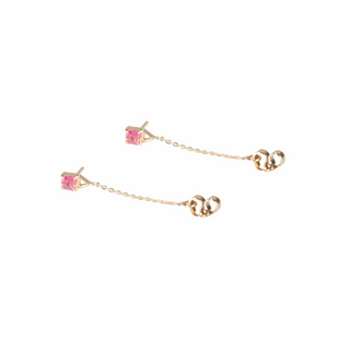 Arete con turmalina cuadrada rosa