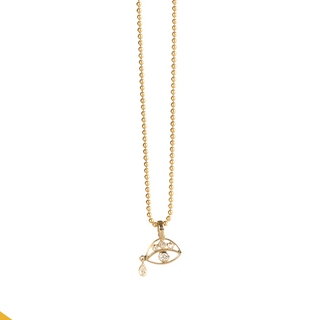 Collar ojo y gota con diamantes (.14ct)