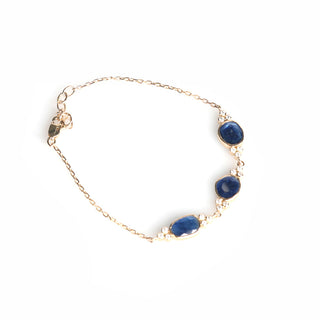 Pulsera cadena de zafiros (2.33 ct) y diamante  (.26 ct)