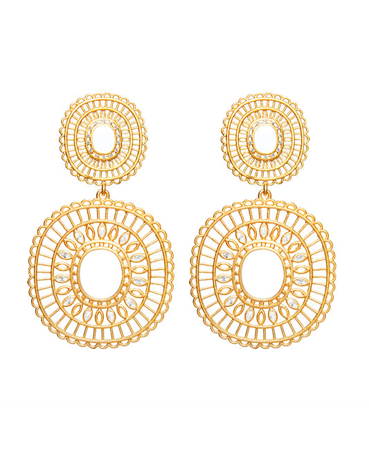 Mandala Large White earring